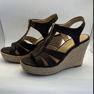 Michael Kors Dark Brown Wedge Sandals